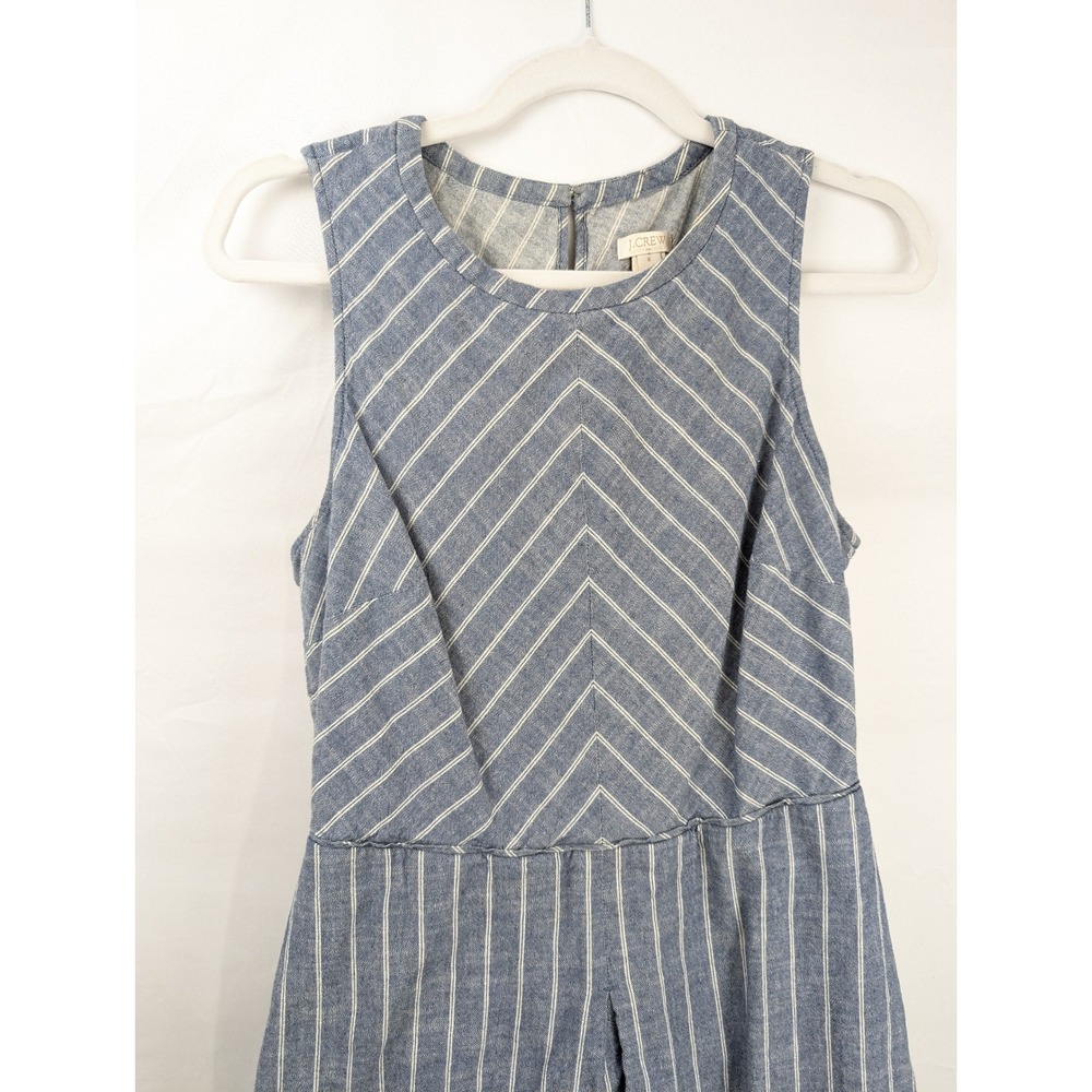 J Crew Striped 100% Cotton Sleeveless Mini Dress Size 6 Blue Coastal Nautical - Picture 3 of 10